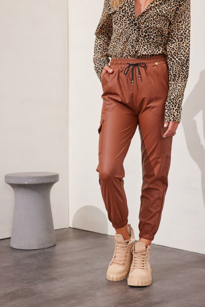 Picture of Cargo leather look pants