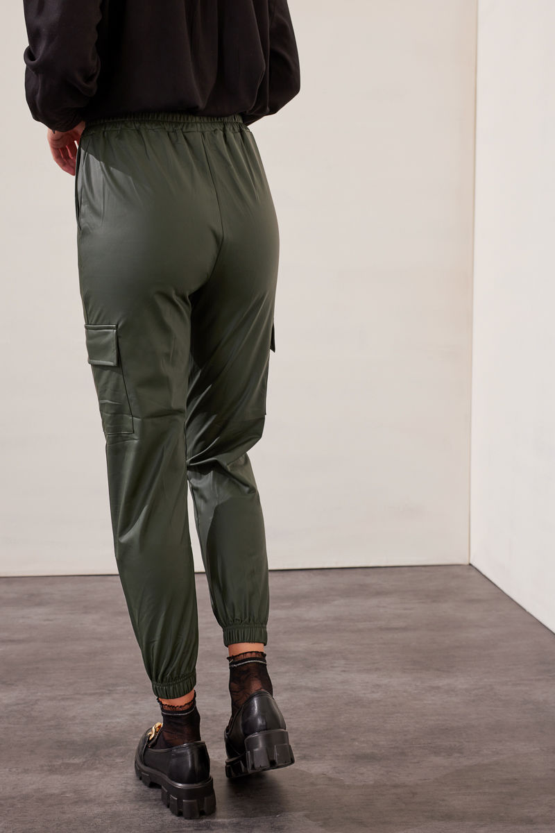Picture of Cargo leather look pants