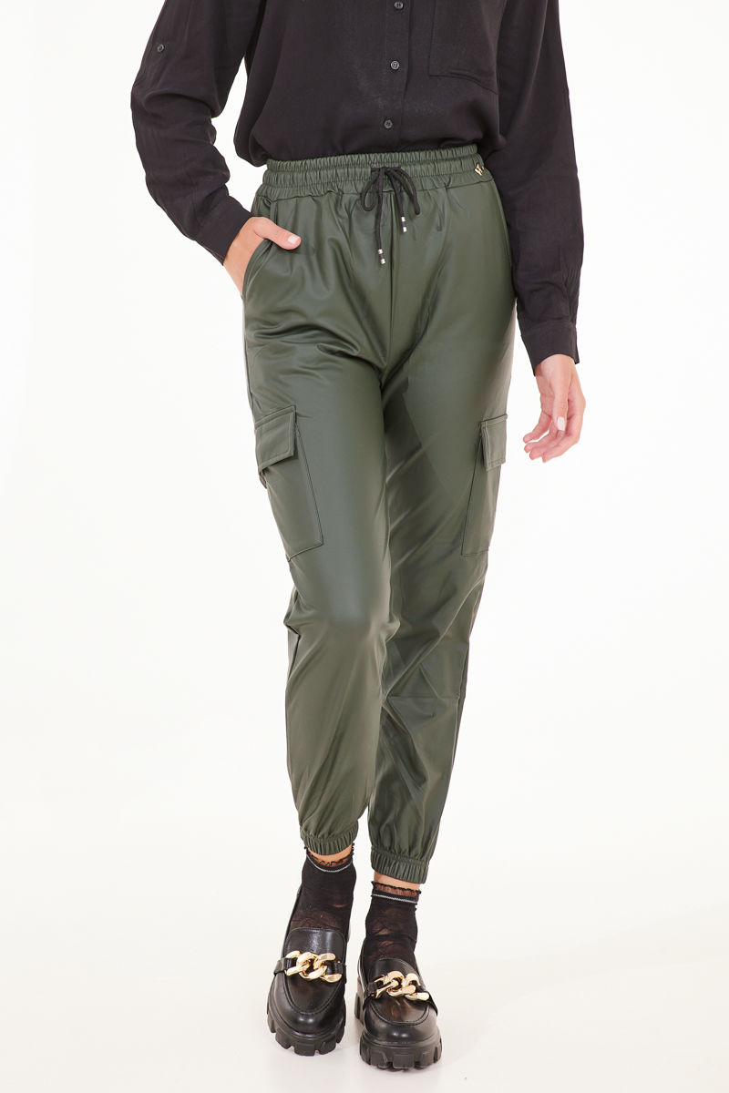 Picture of Cargo leather look pants