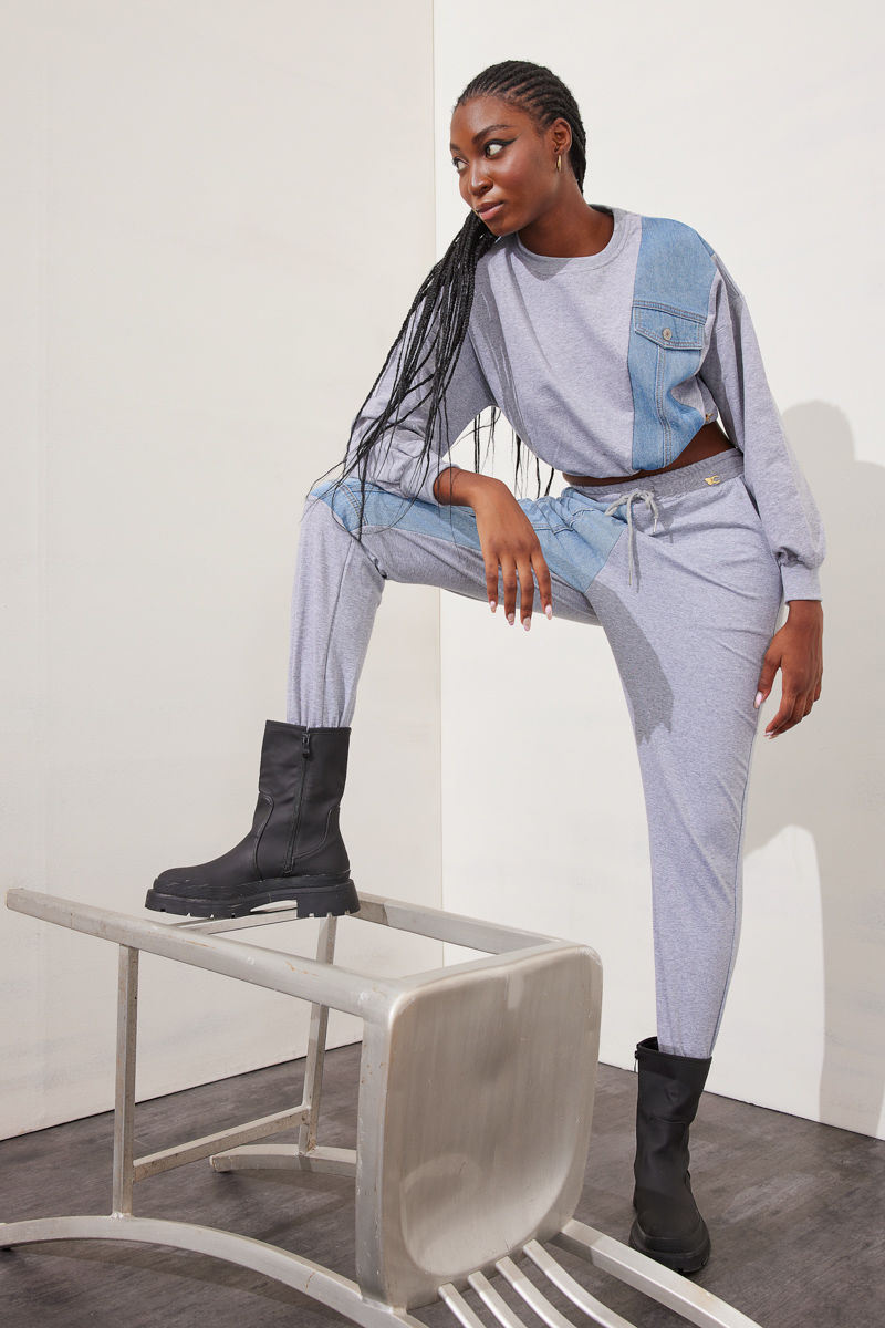 Εικόνα της Παντελόνι βαμβακερό patchwork design