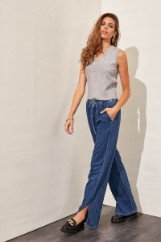 Εικόνα της Denim παντελόνι μακρύ wide leg με σκίσιμο