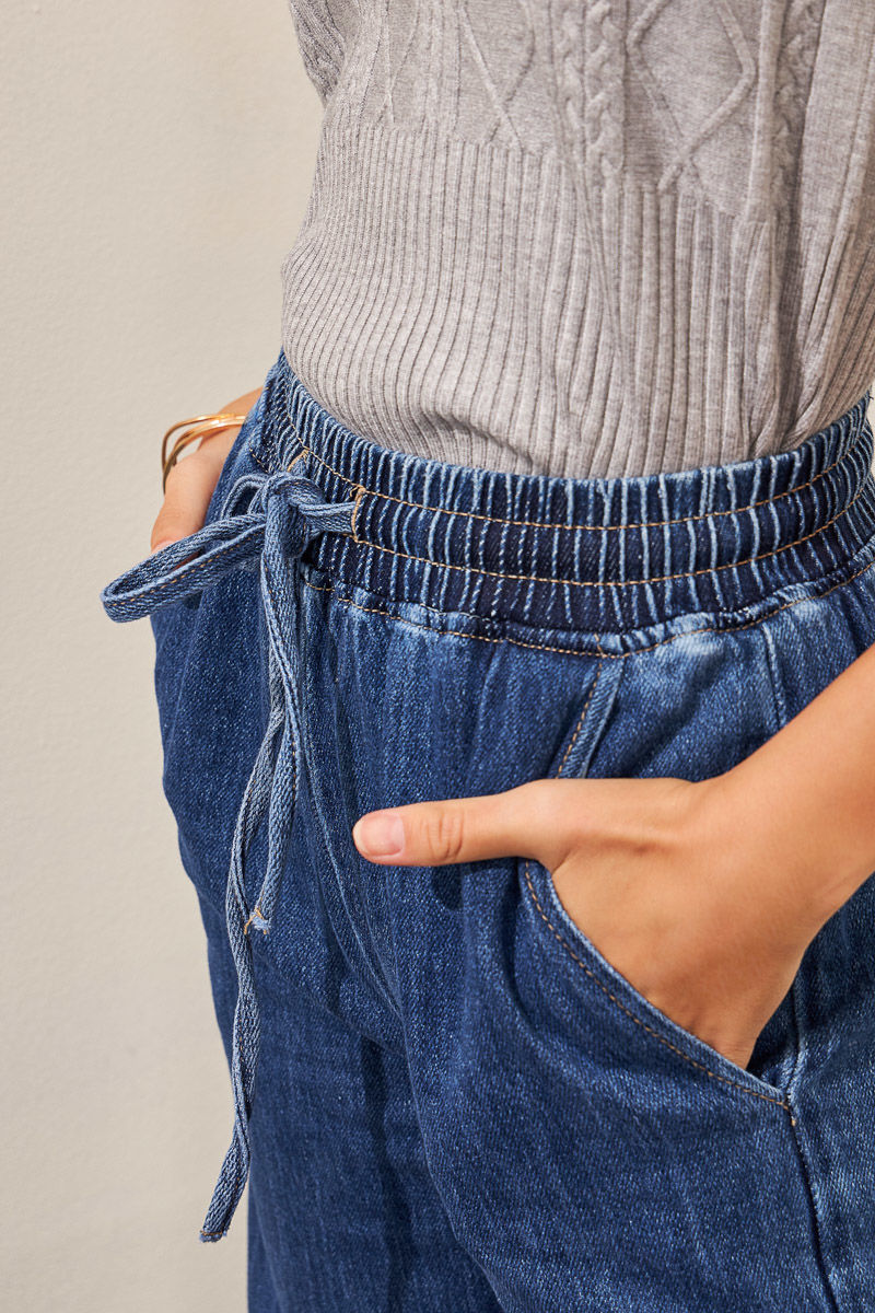 Εικόνα της Denim παντελόνι μακρύ wide leg με σκίσιμο