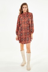 Picture of Printed mini satin look dress