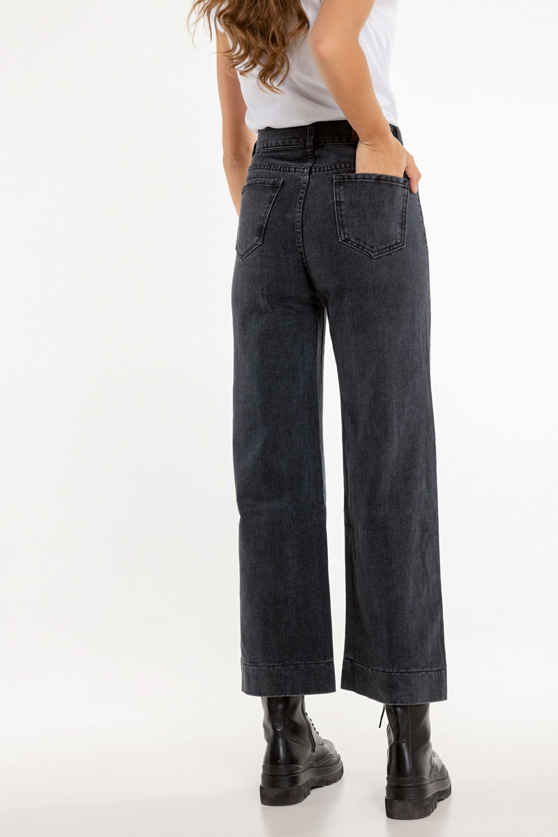 Εικόνα της Παντελόνι denim υψηλόμεσο wide leg