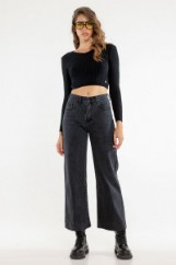 Εικόνα της Παντελόνι denim υψηλόμεσο wide leg