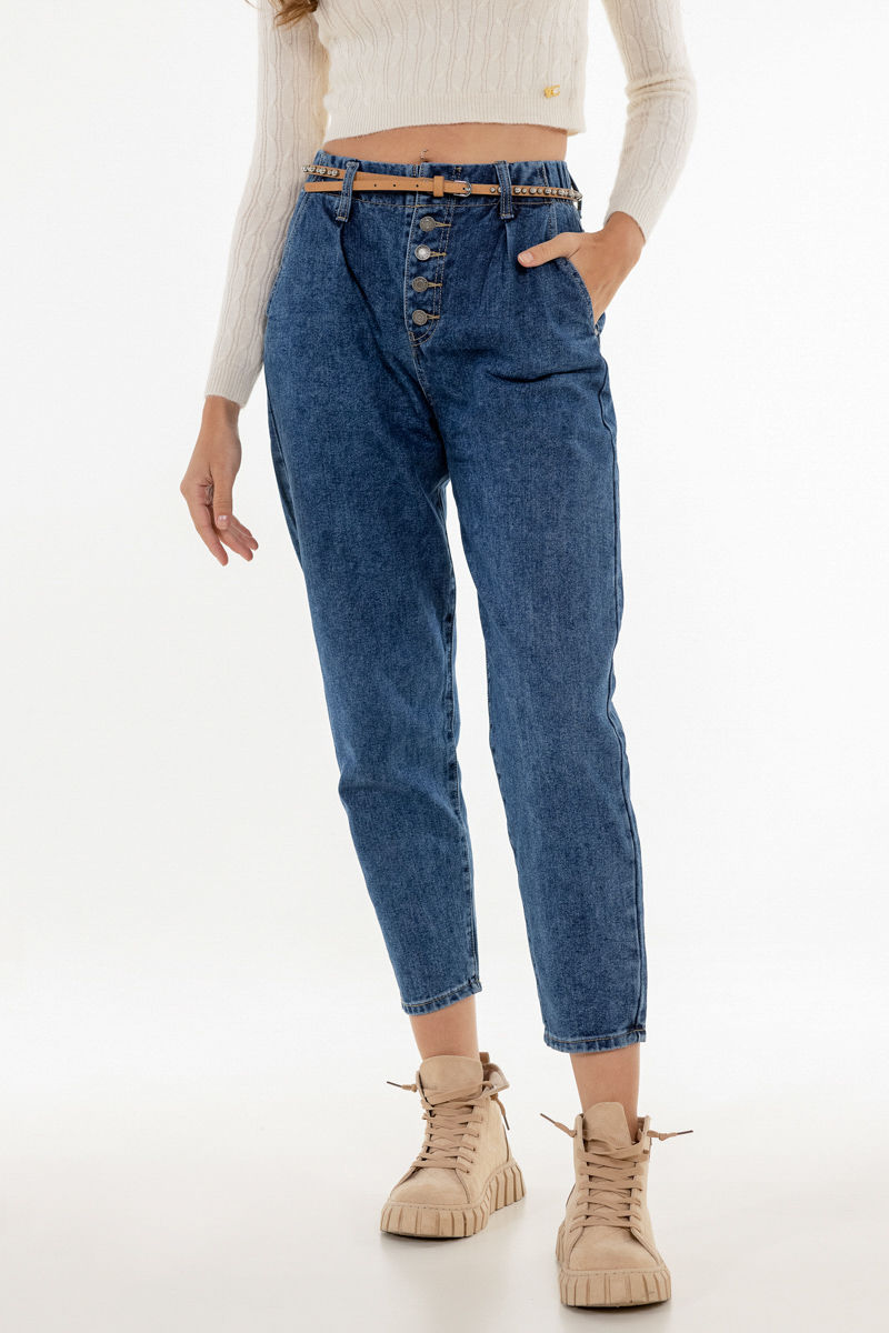 Picture of High-waisted jeans with buttons