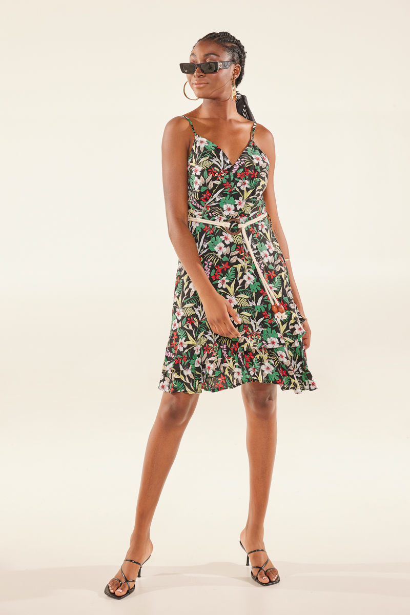 Picture of Floral belted dress