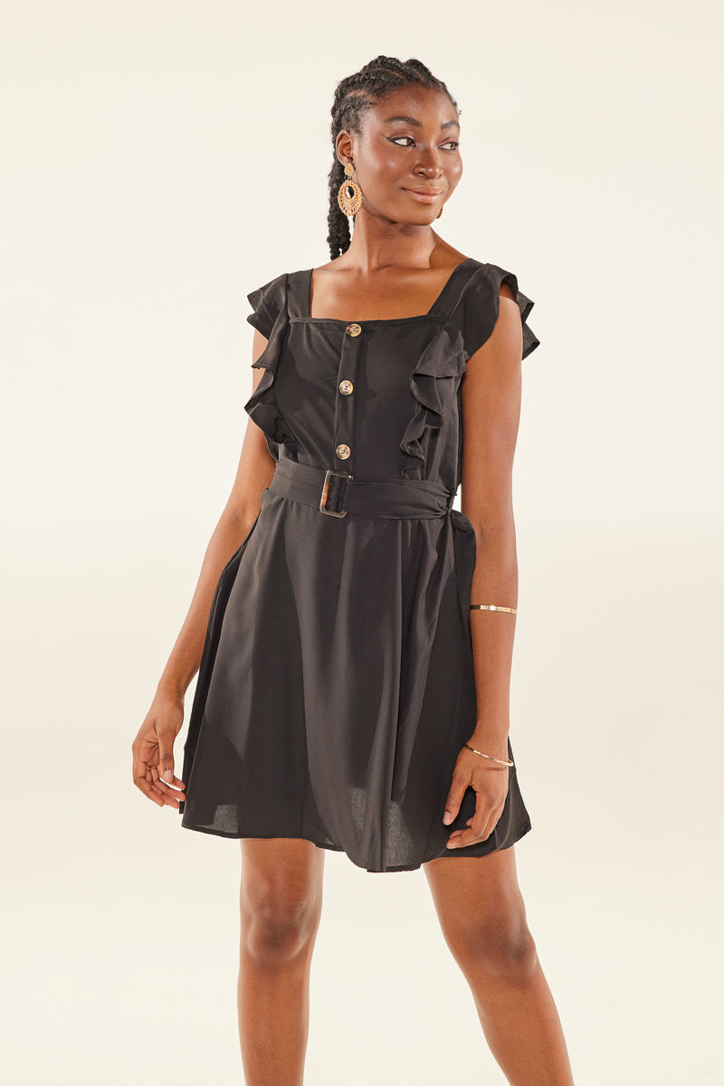 Picture of Ruffled belted mini dress