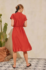 Εικόνα της Φόρεμα linen midi δέσιμο στη μέση