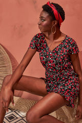 Picture of Flower print belted playsuit