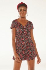 Picture of Flower print belted playsuit