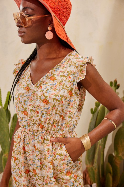 Picture of Floral playsuit with ruffled sleeves