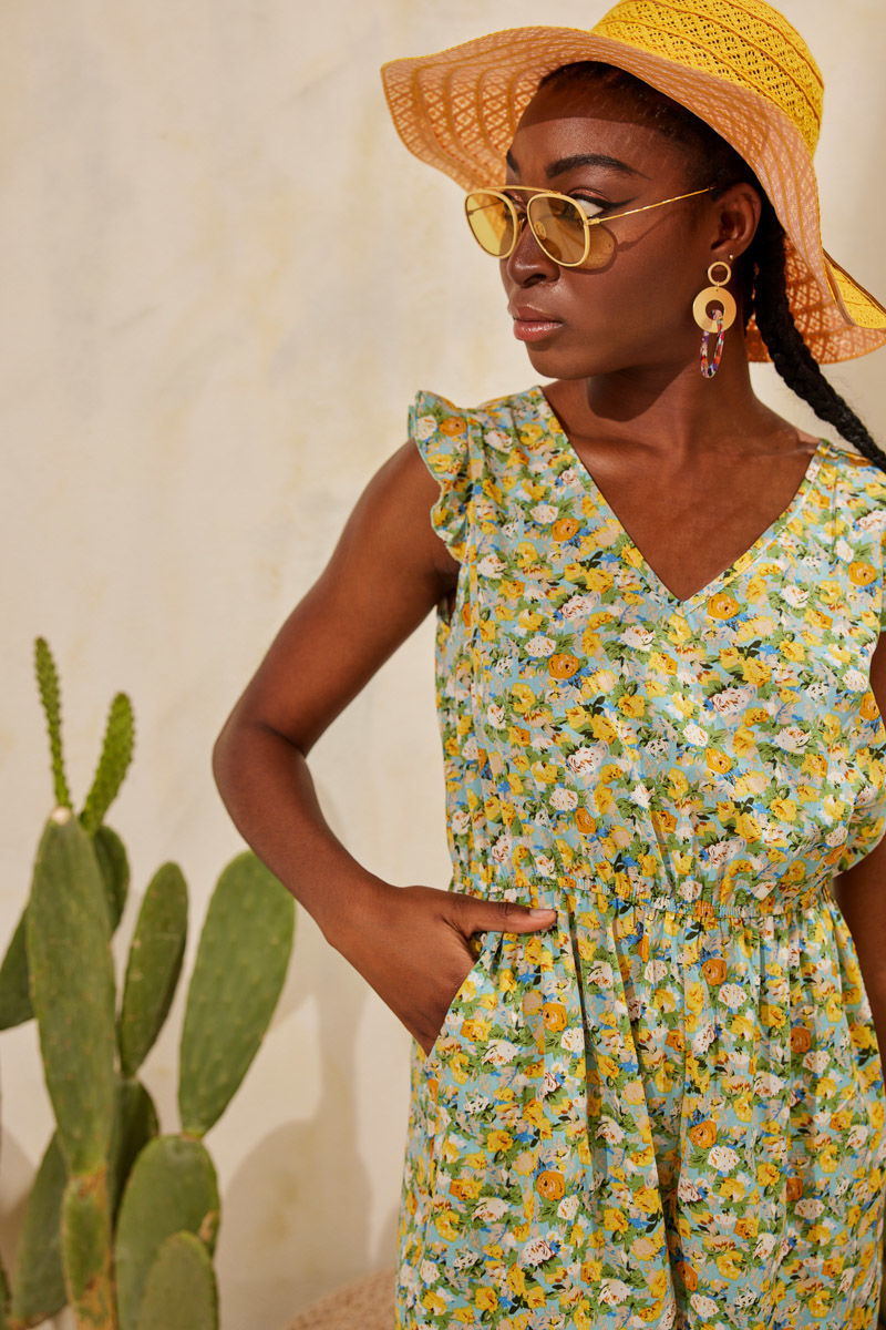 Picture of Floral playsuit with ruffled sleeves