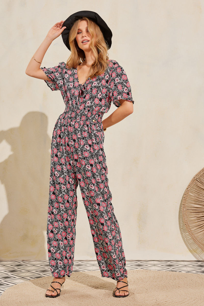 Picture of Floral front tie jumpsuit