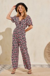 Picture of Floral front tie jumpsuit