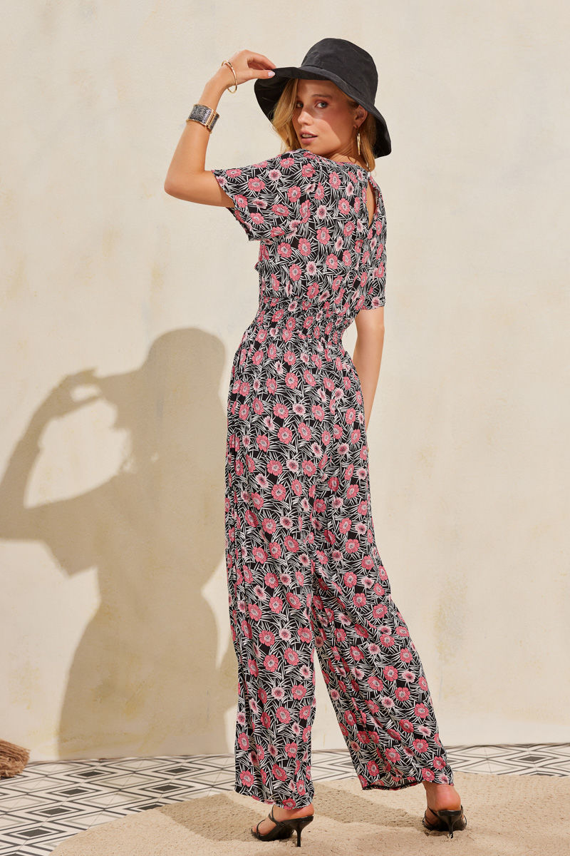 Picture of Floral front tie jumpsuit