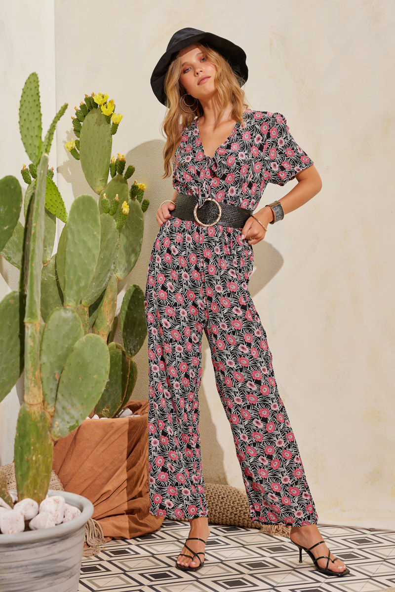 Picture of Floral front tie jumpsuit