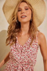 Εικόνα της Playsuit rose print με βολάν μπροστά