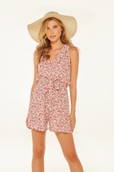 Εικόνα της Playsuit rose print με βολάν μπροστά