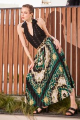 Picture of Pleated midi satin skirt