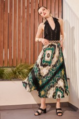 Picture of Pleated midi satin skirt