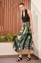 Picture of Pleated midi satin skirt