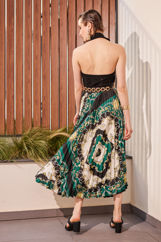 Picture of Pleated midi satin skirt