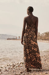 Εικόνα της Φόρεμα maxi κρουαζέ με σκίσιμο