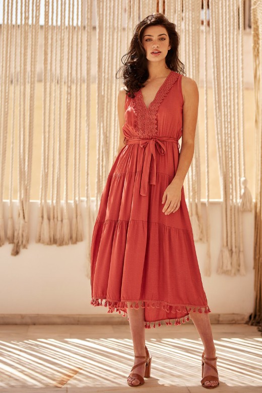 Picture of Airy dress with fringes