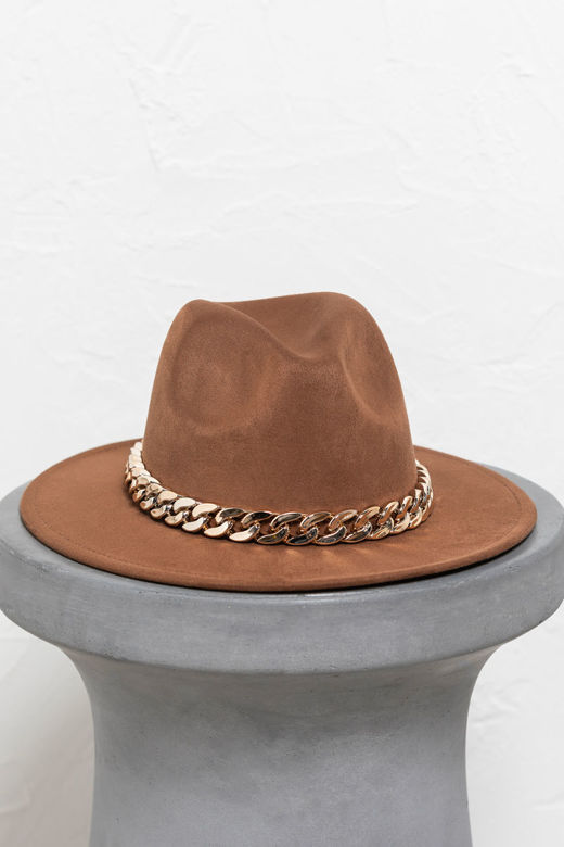 Εικόνα της Καπέλο suede gold chain