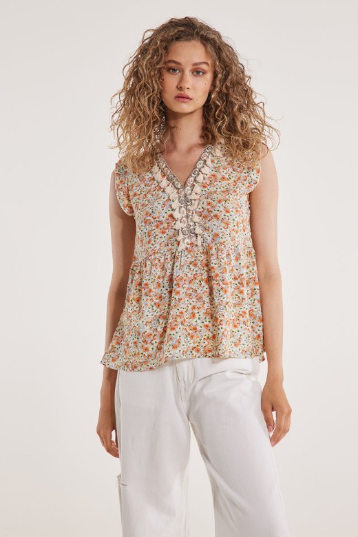 Picture of Floral blouse boho details