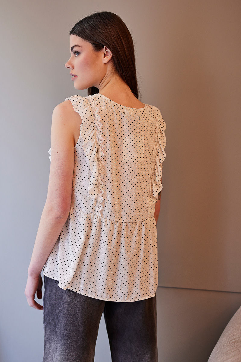 Picture of Sleeveless polka dots blouse