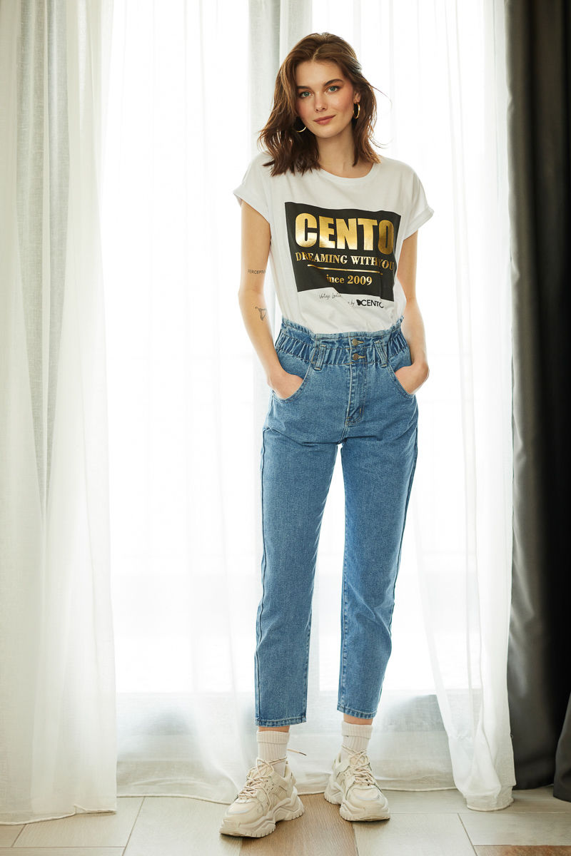Εικόνα της Παντελόνι denim baggy paperbag