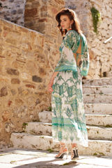 Εικόνα της Φόρεμα maxi bohemian με κρίκο