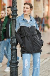 Εικόνα της Denim μπουφάν συνδυασμός υφασμάτων