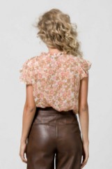 Picture of Chiffon top flower print gold details