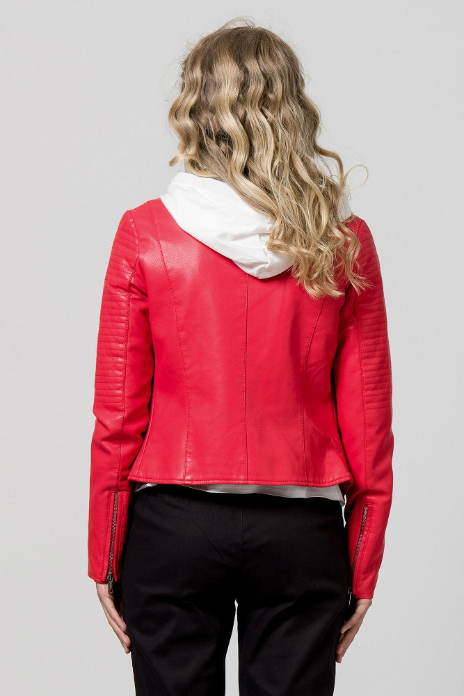 Picture of Leather look jacket perfecto loop collar