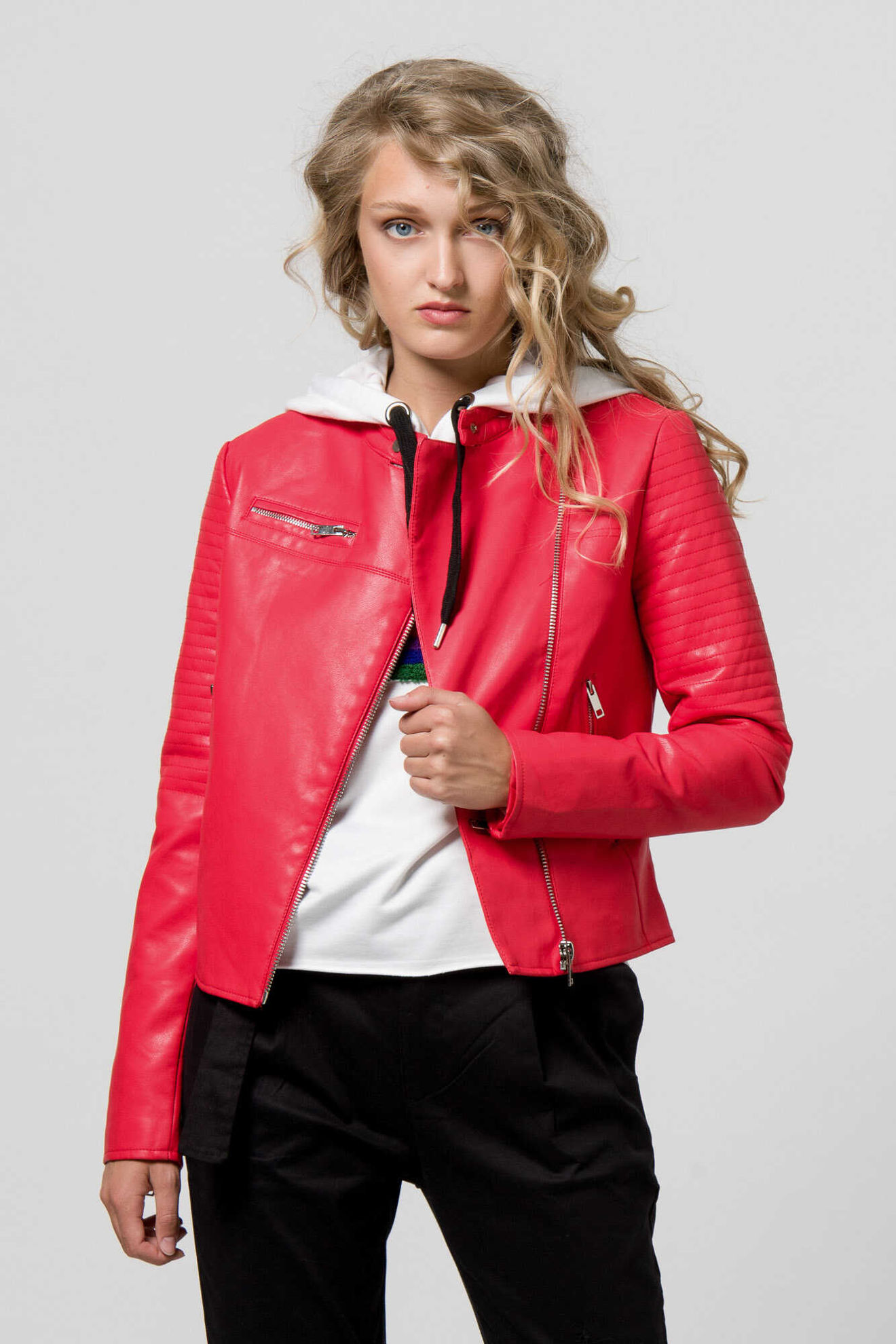 Picture of Leather look jacket perfecto loop collar