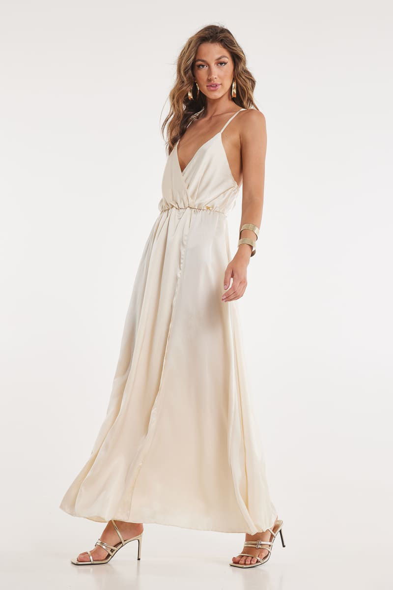 Satin maxi split dress