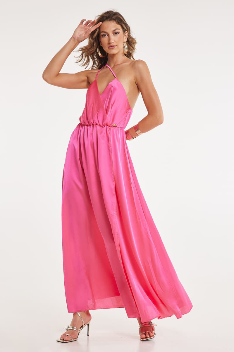 Picture of Satin maxi split dress