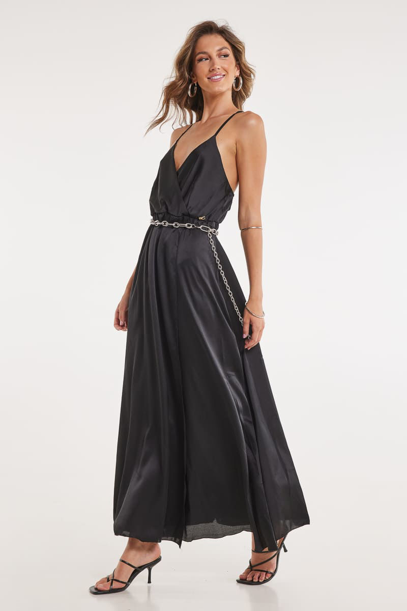 Satin maxi split dress