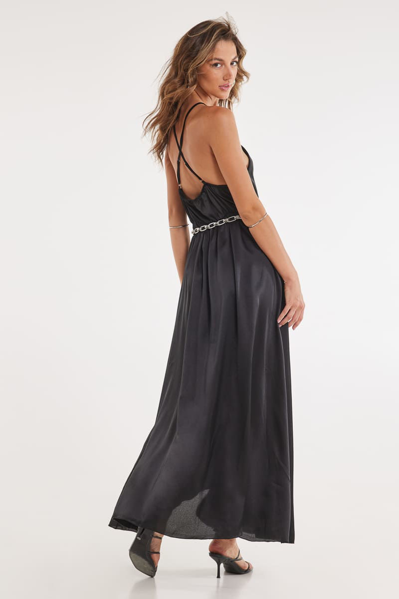 Picture of Satin maxi split dress