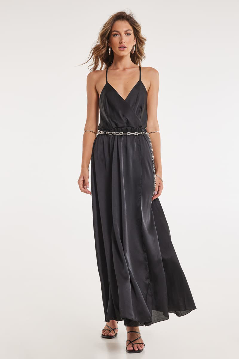 Picture of Satin maxi split dress