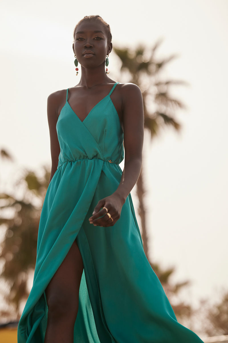 Satin maxi split dress