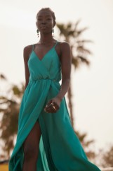 Picture of Satin maxi split dress