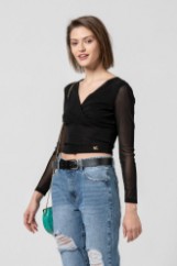 Εικόνα της Crop top κρουαζέ πλεκτή ύφανση