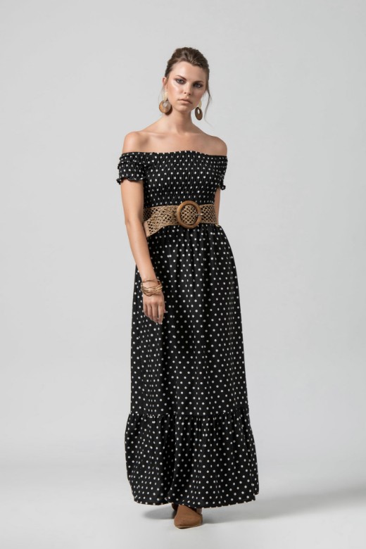 Εικόνα της Φόρεμα off shoulder πουά