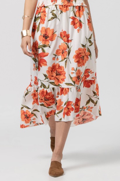 Picture of Asymetric floral skirt