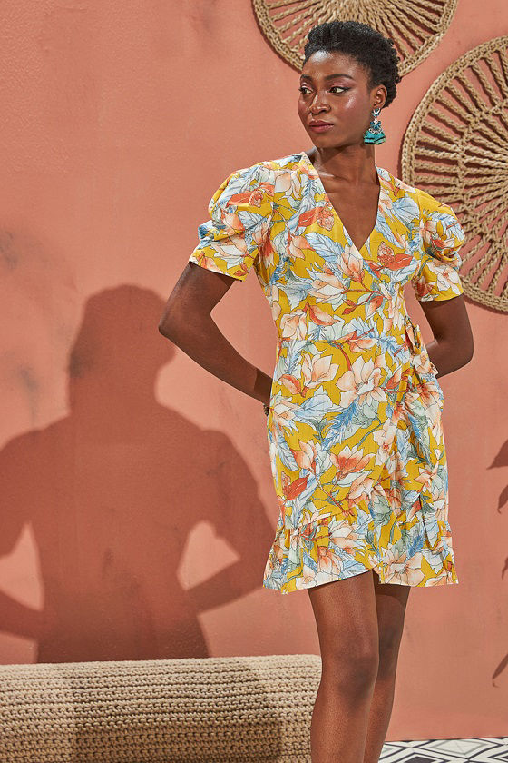Εικόνα της Φόρεμα floral lurex με βολάν