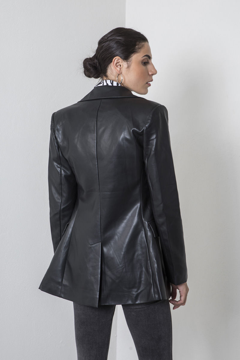 Picture of Tailored faux leather blazer